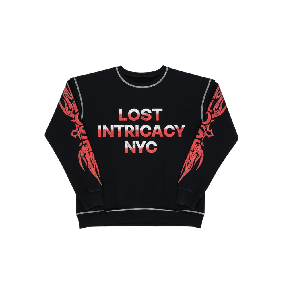 Lost Intricacy "Skully Double" Black Rhinestone Long Sleeve T-Shirt