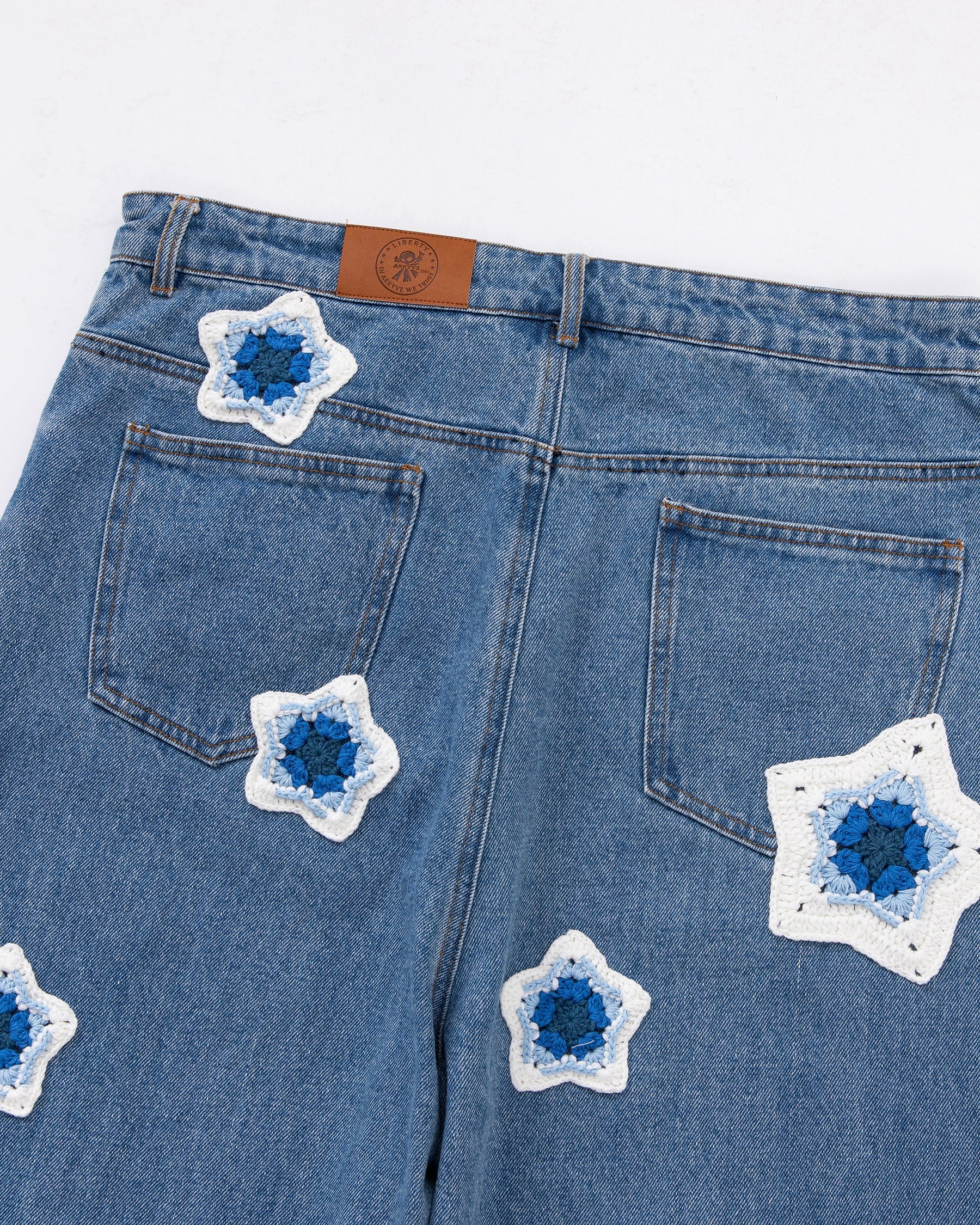 Arkyve "Blue Star" Crotchet Denim Jeans