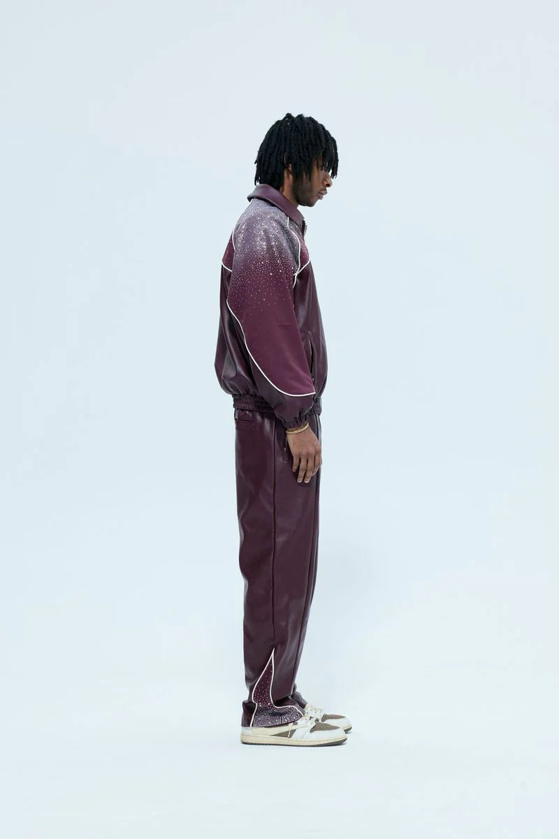 RVS Labs "Astral" Maroon Leather Track Pants