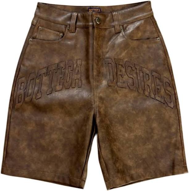 Bottega Desires "Leather" Brown Shorts