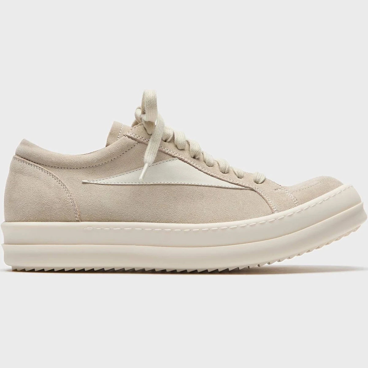Rick Owens "Pearl and Milk" Suede Low Top Sneakers