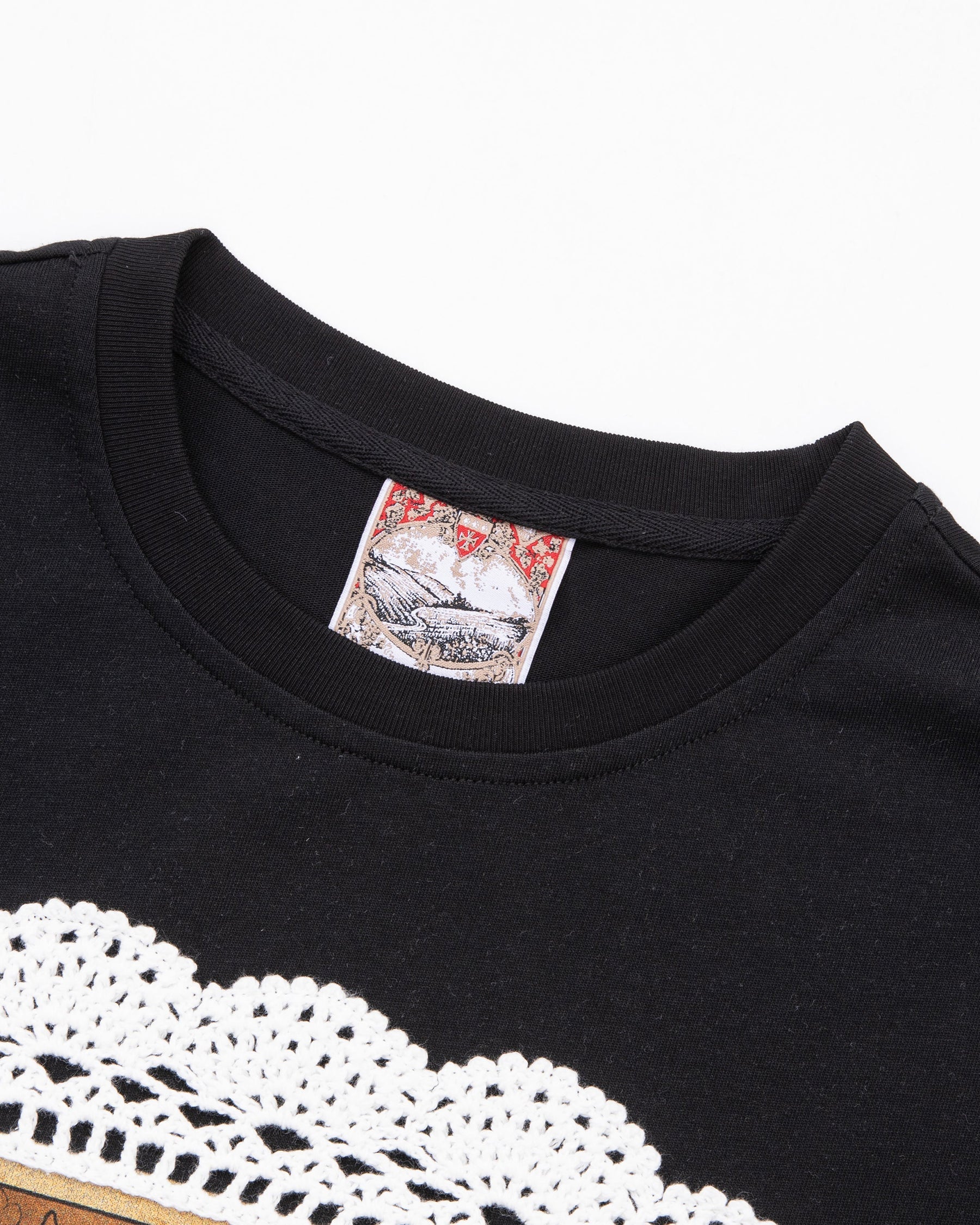 Arkyve "Crochet Wine Label" Black T-Shirt