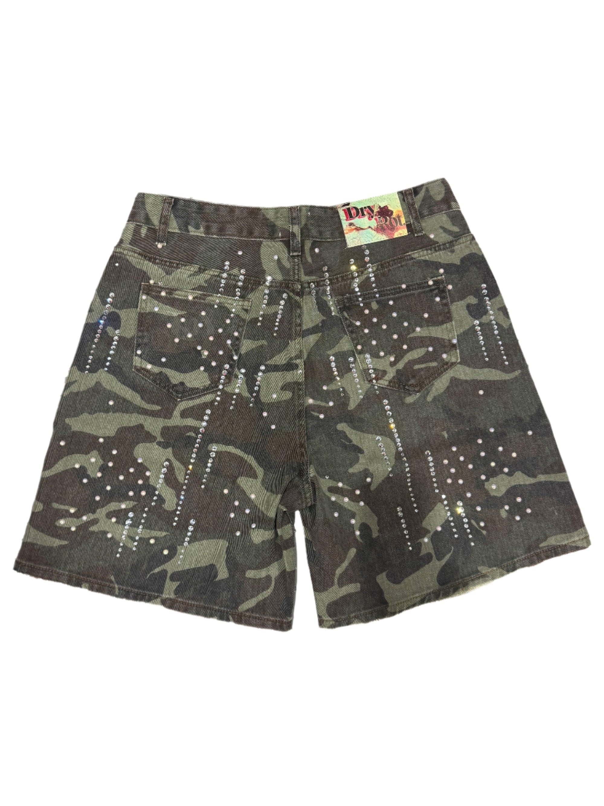 Dry Rot "War Ready" Camo Denim Jean Shorts
