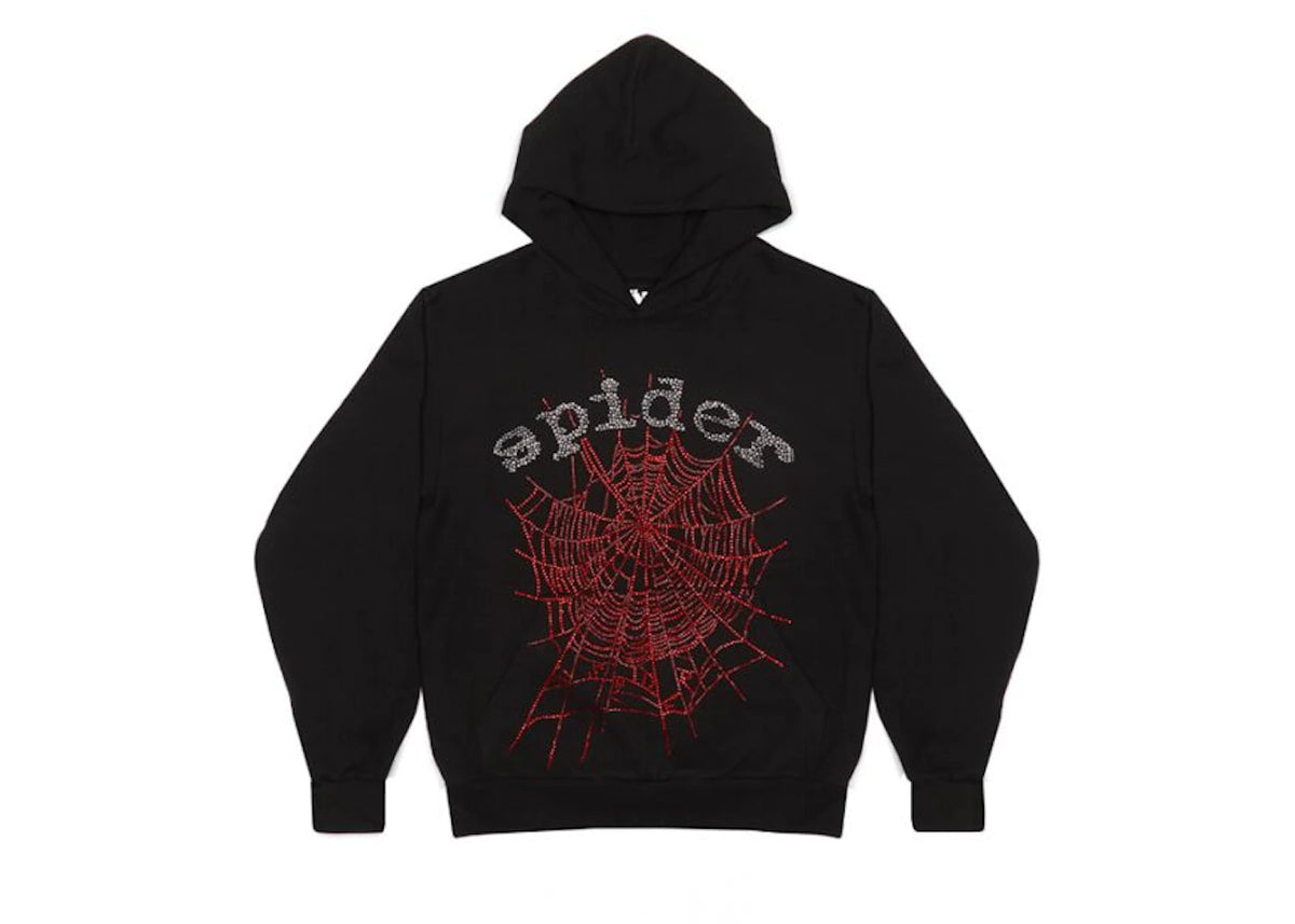 Spider Worldwide Black/Red Rhinestone Hoodie